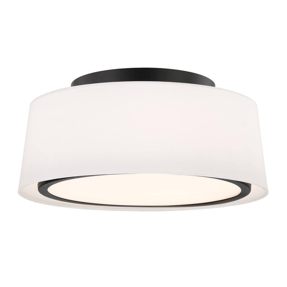 18'' Black and White Silk Drum Semi-Flush Mount Light