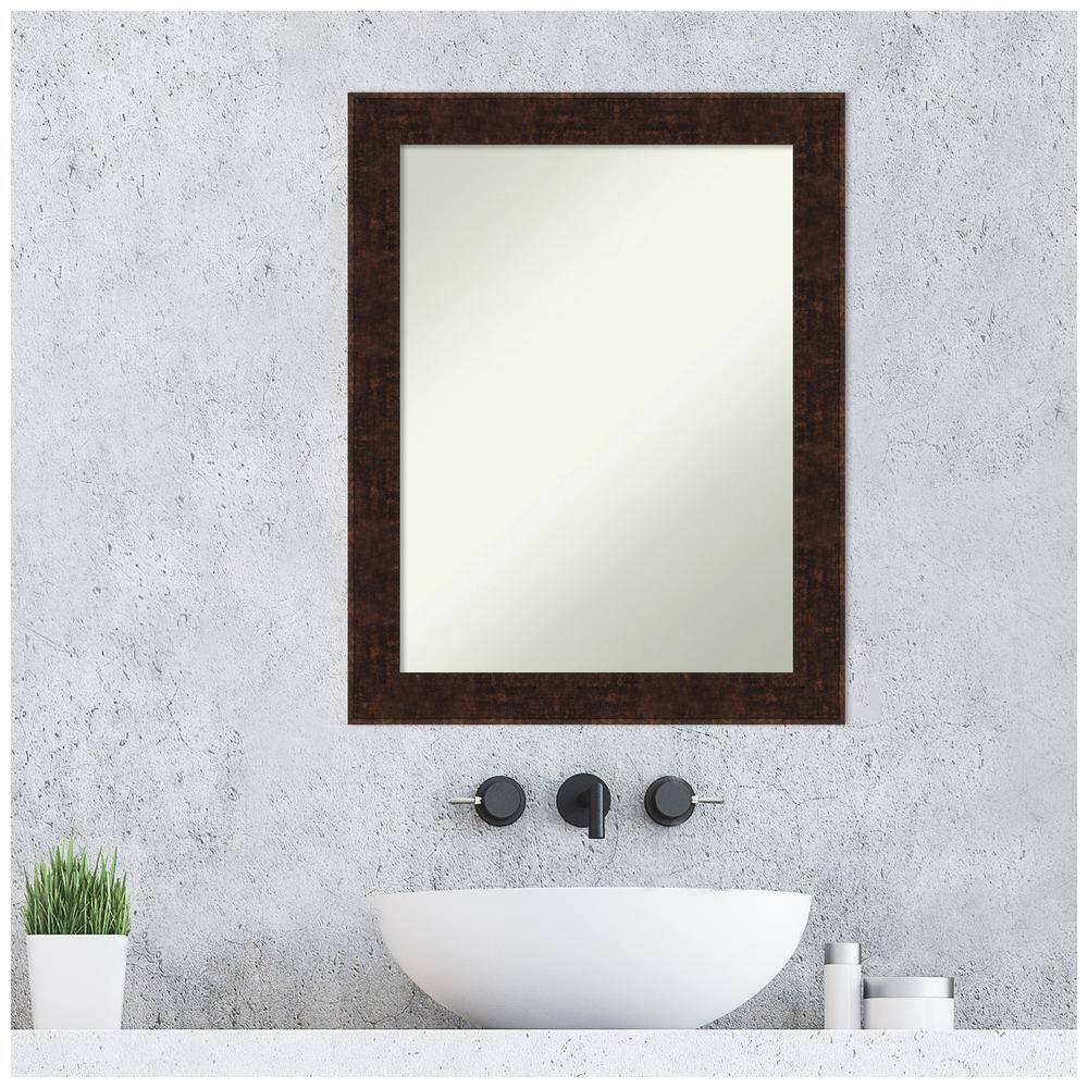 22" x 28" Rectangular Bronze Wood Bathroom Vanity Mirror