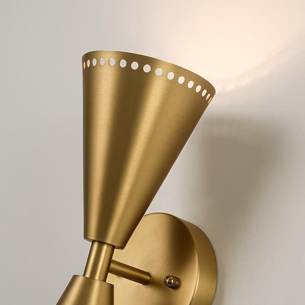Nimbus 2-Light 4.7 in. W Brushed Gold Wall Sconce Up and Down Lighting Hourglass Light for Bedroom Living Room