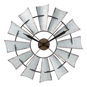 22 in. Metal Windmill Quartz Wall Clock with Silent Movement
