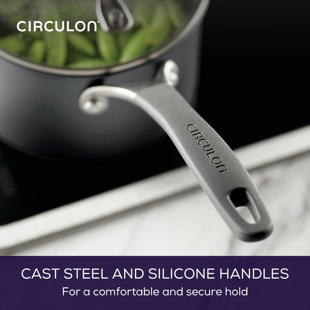 Graphite Aluminum Nonstick Saucier with Pour Spout and Lid