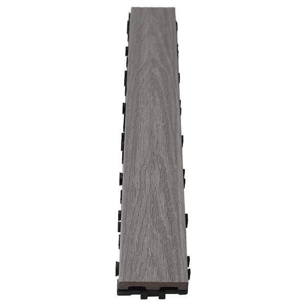 NewTechWood UltraShield Naturale 3 in. x 2 ft. Quick Composite Single Slat Deck Tile in Westminster Gray (4-Pieces per Box)