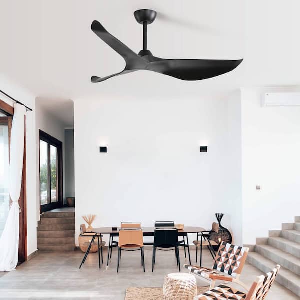 38 in. Indoor/Outdoor Modern Black Ceiling Fan with 3 ABS Blade and Remote Control