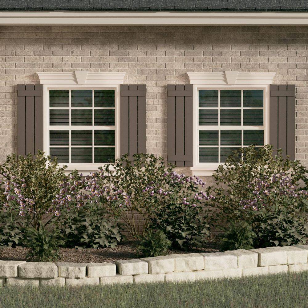 "17 1/8""W x 57""H EnduraCore Composite 3-Board Spaced Board-n-Batten Shutters, Raisin Brown (Pair-No Hardware)" price history on PriceWatchPro