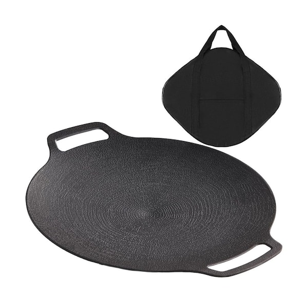 13 in. Aluminum Nonstick Korean Grill Pan with 6-Layer Coating, Dual Handles, Induction Gas Electric Compatible