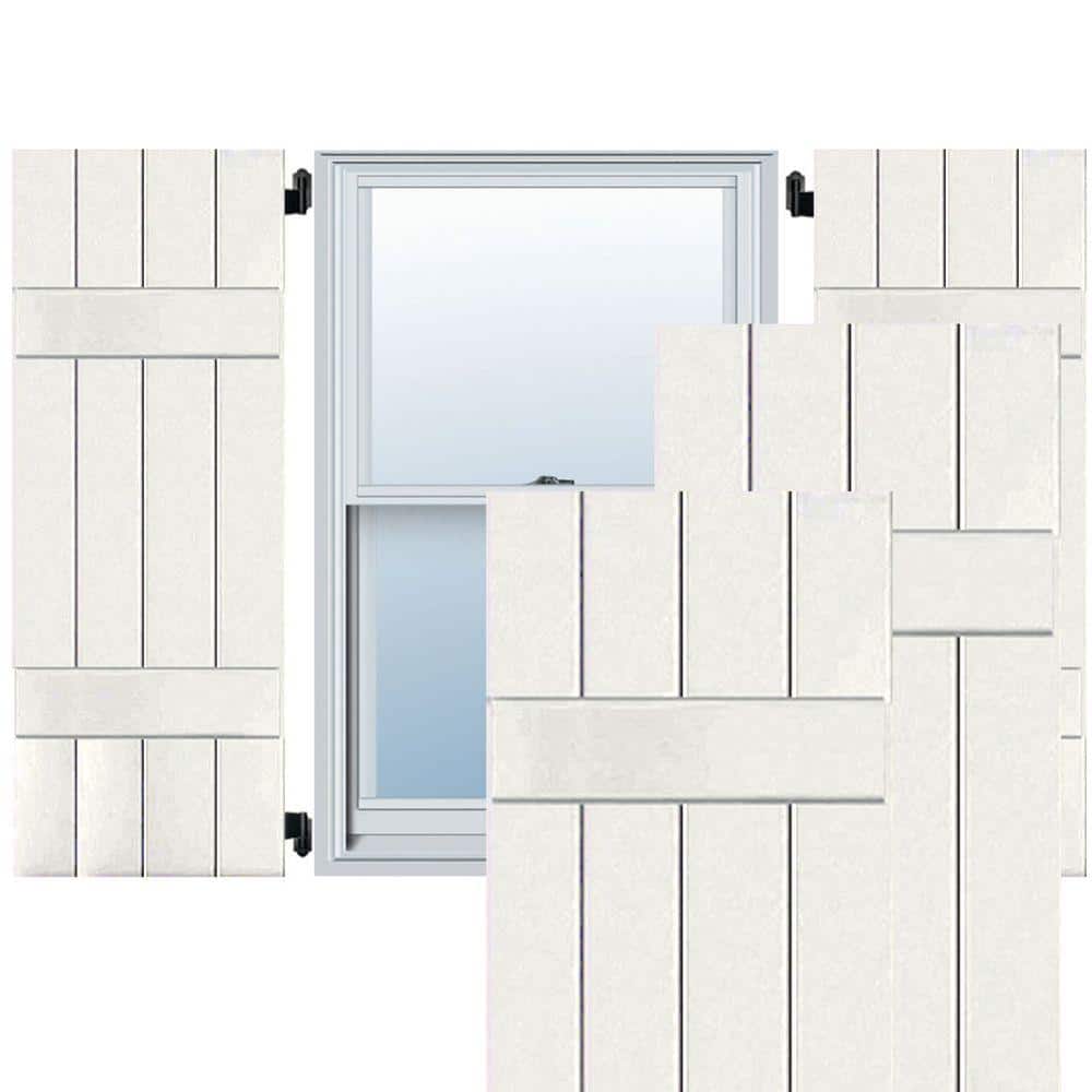 White Sapele Mahogany Board and Batten Exterior Shutters, 32" x 15"