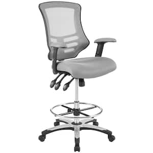 Calibrate 26.5 in. Width Big and Tall Gray Mesh Drafting Chair with Adjustable Height