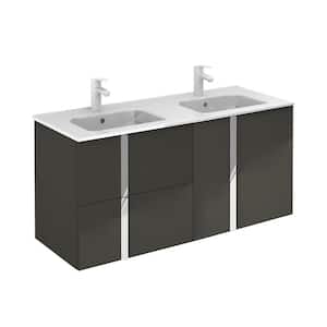 Onix 48 in. W x 18 in. D Vanity with Doors and Drawers in Anthracite with Vanity Top in White Ceramic Basin