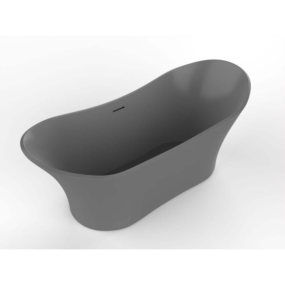 Ocean 69" Gray Solid Surface Freestanding Bathtub