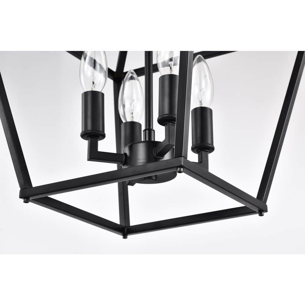 Modern Farmhouse 57.5" Matte Black 4-Light Lantern Pendant