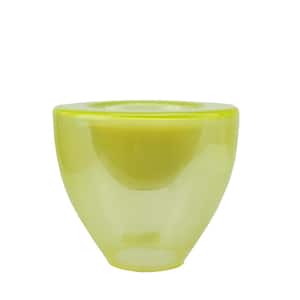 6 in. Lime Green Torchiere Shaped Glass Votive Candle Holder with Wax Candle