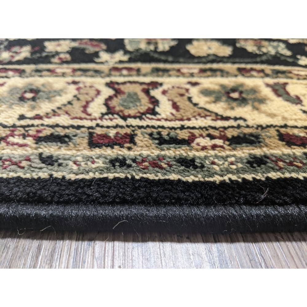 Castello 5'3" Round Black Synthetic Easy Care Rug