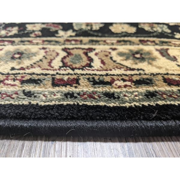 Castello Black 2 ft. x 7 ft. Traditional Oriental Floral Area Rug