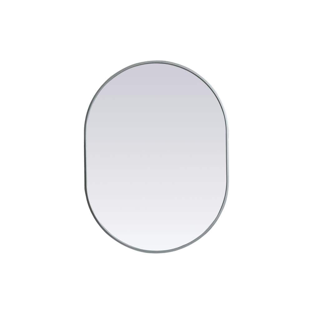 Simply Living 27 in. W x 36 in. H Oval Metal Framed Silver Mirror