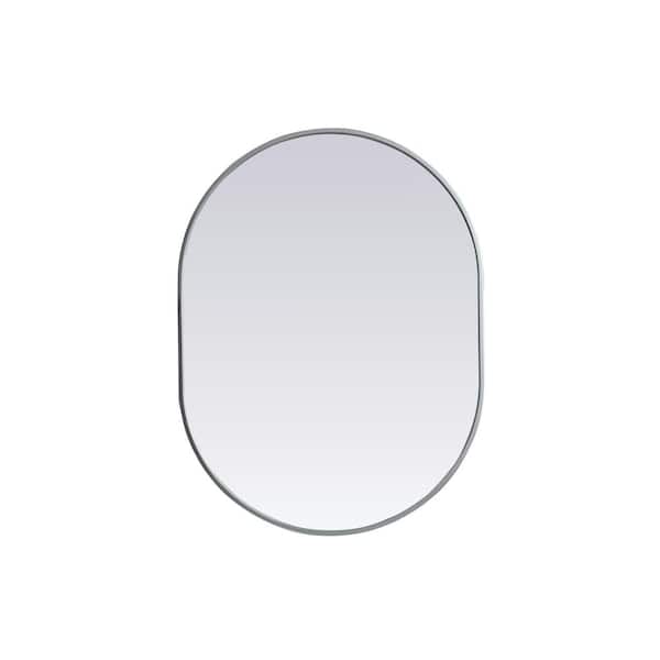 Unbranded Simply Living 27 in. W x 36 in. H Oval Metal Framed Silver Mirror
