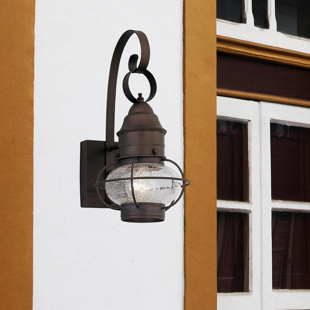 Rustique Bronze 18" Direct Wired Outdoor Lantern in Clear Seedy Glass