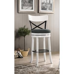 Eldare 43.75 in. Sea White and Black Low Back Wood Bar Height Stool (Set of 2)
