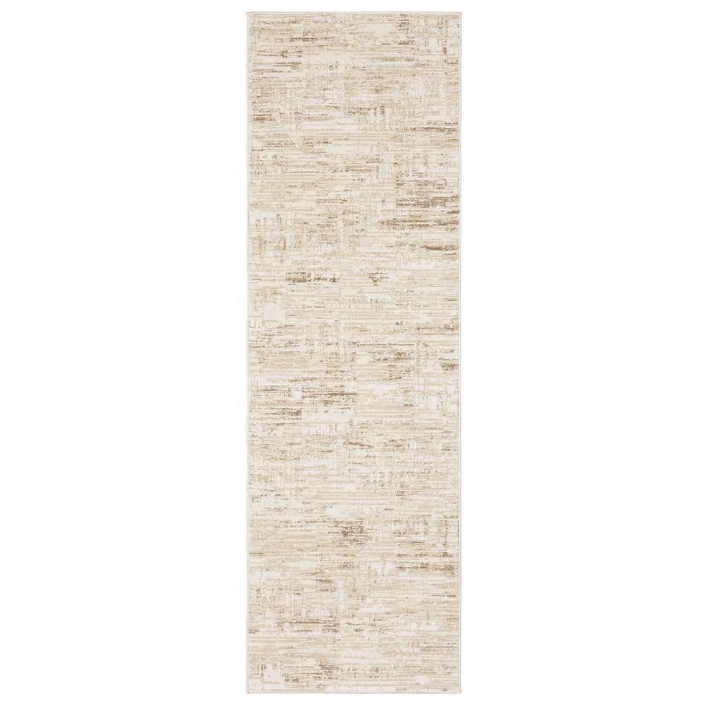 Averley Home Lockwood 2 ft. x 7 ft. Beige/Tan Abstract Area Rug 920681 ...