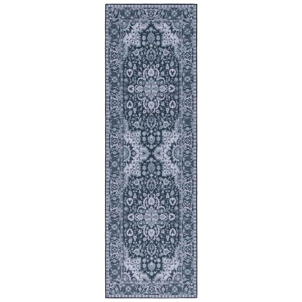 Tucson Black/Beige 3 ft. x 8 ft. Machine Washable Medallion Floral Border Distressed Runner Rug price history on PriceWatchPro