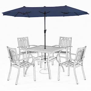 13 ft. Outdoor Market Double Sided Double Patio Umbrella with Crank Strong UV Protection, Dark Blue