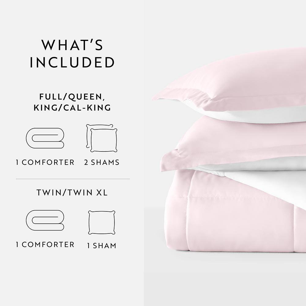 Blush and White Twin Reversible Microfiber Comforter Set