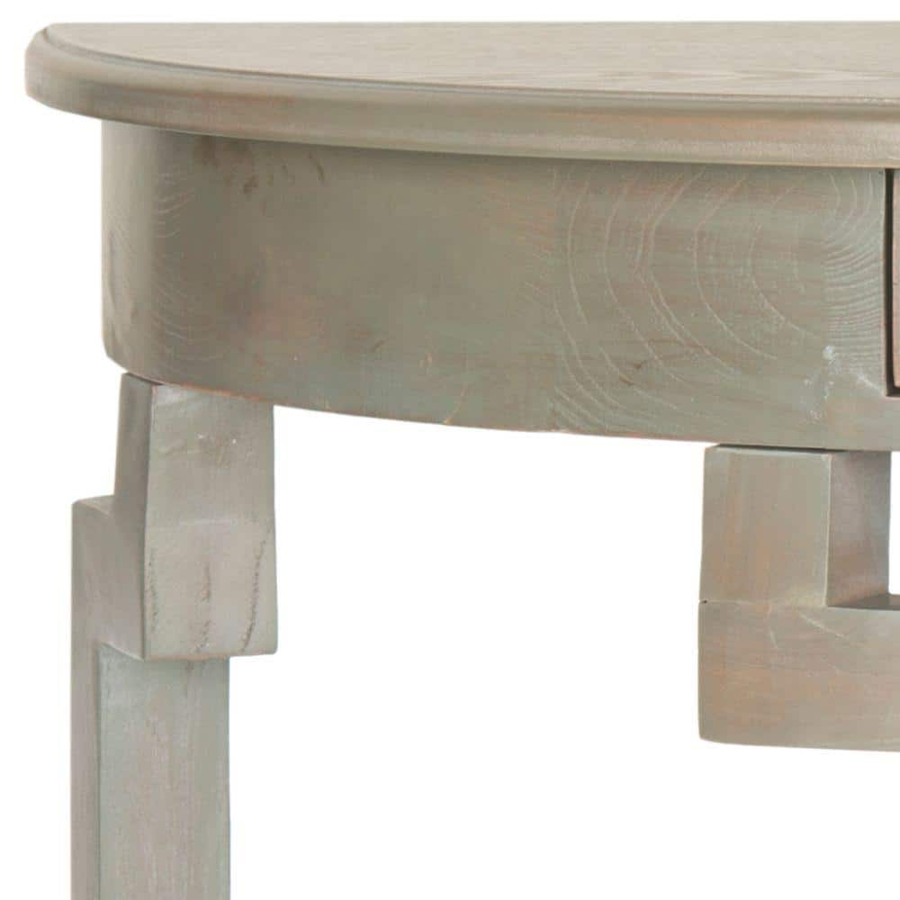 Transitional French Grey Demilune Console with Storage