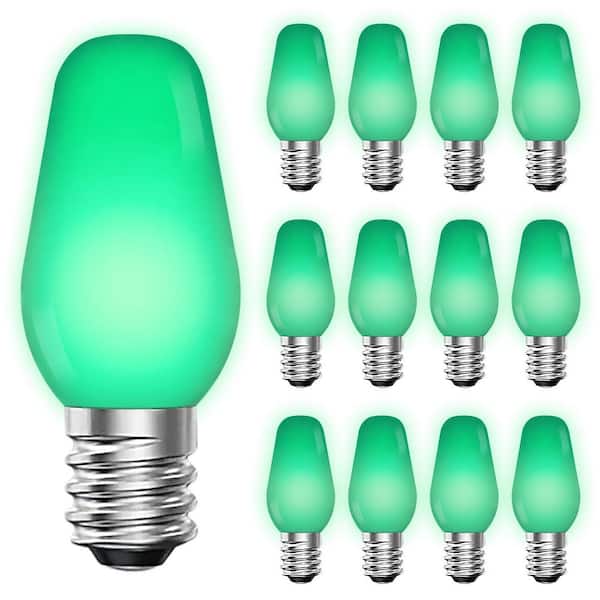 LUXRITE 0.5-Watt C7 LED Green String Light Bulb Shatterproof Enclosed Fixture Rated UL E12 Base (12-Pack) LR21752-12PK - The Home Depot