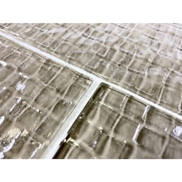 Metro Wave Olive Brown Subway 3 in. x 6 in. Glossy Textured Glass Decorative Wall Tile (0.125 sq.ft./Each)