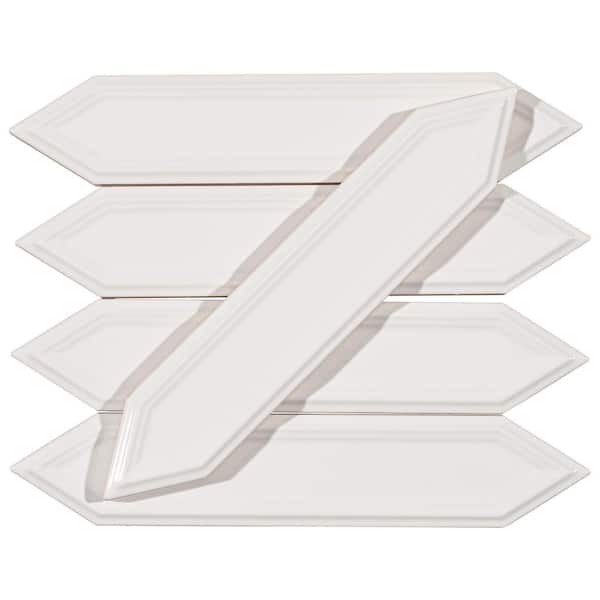 Concerto-Malorum Capella Glossy 2 in. x 8 in. Ceramic Beveled Picket Wall Tile Sample