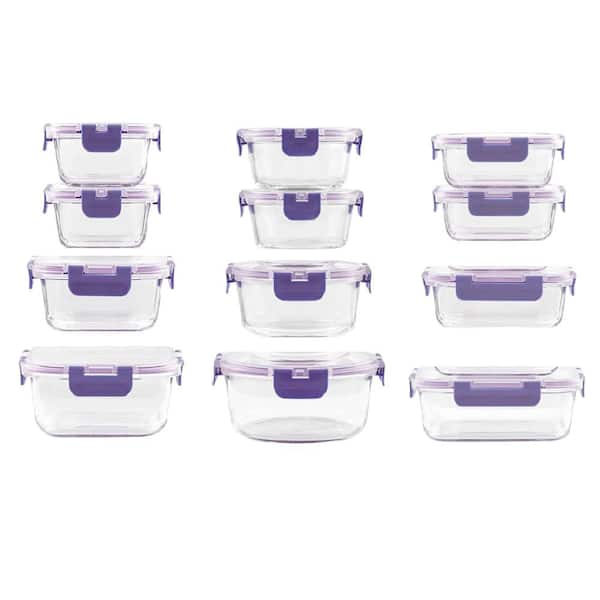 Aoibox 24-pc Borosilicate Glass Storage Containers with Lids, 12
