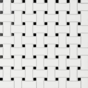 Le Cafe 12 in. x 12 in. White/Black Porcelain Mosaic Tile (9.68 sq. ft. /Case)