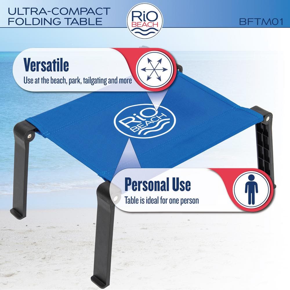 Blue Ultra Compact Fabric Folding Camping Table