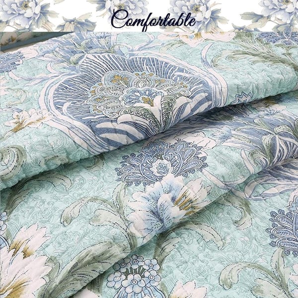 Home Expressions Madeline Floral Quilt Set, Color: Coronet Blue - JCPenney