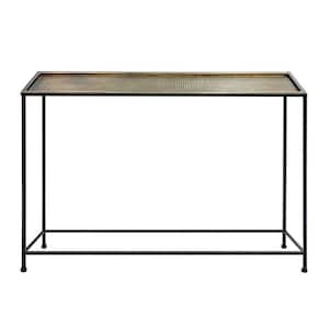 Aurelia 48 in. Antique Bronze and Black Rectangle Metal Console Sofa Table with Tray Top