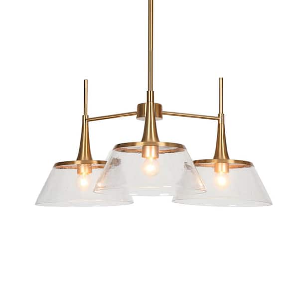LNC Modern Brushed Black 3-Light Chandelier Linear Island Hanging Ceiling Light for Kitchen with Globe Seeded Glass