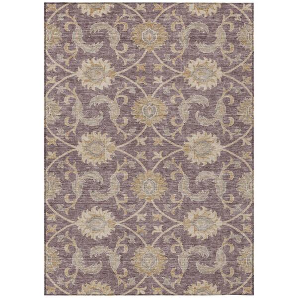 Chantille Machine Washable Indoor/Outdoor Abstract ACN3130 Plum 5 ft. x 7 ft. 6 in. Area Rug
