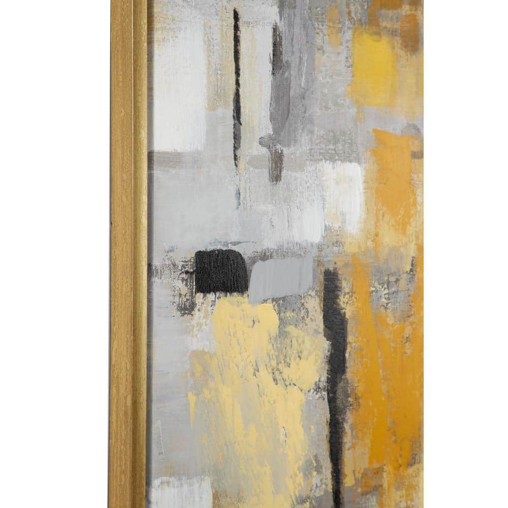 Gold and Gray Abstract Canvas Wall Art with Gold Frame, 40" x 40"