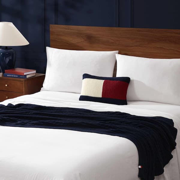 TH Rib Knit Flag Navy Blue/Red/White 1-Piece 11 X 17 Cotton Blend Decorative Pillow