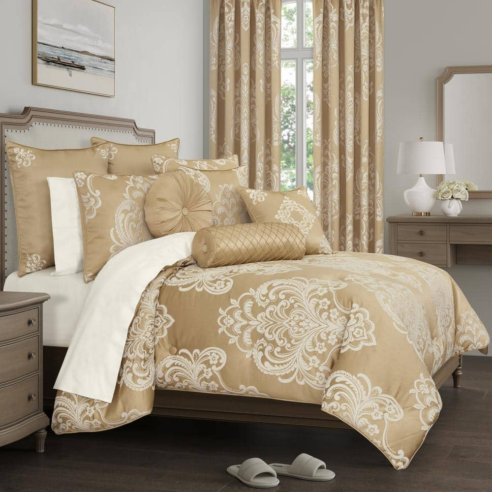 Potenza Gold Polyester Full/Queen 3-Piece Comforter Set