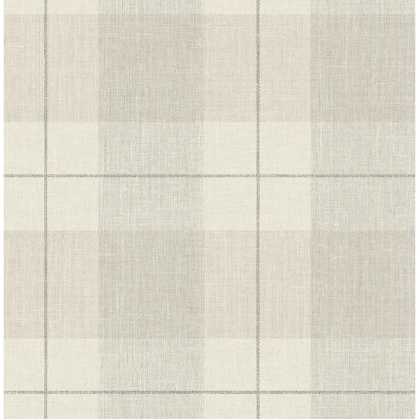 Neutral Lenox Hill Plaid Vinyl Peel and Stick Wallpaper Roll (30.75 sq. ft.)