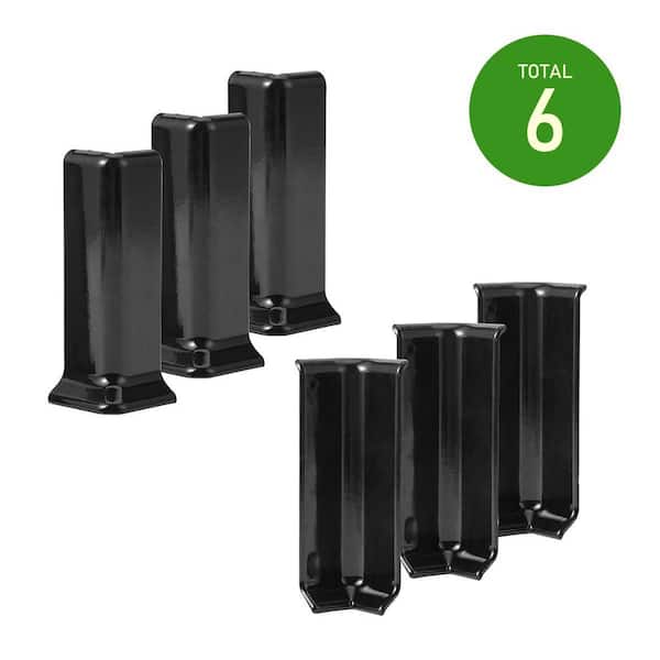 1.57 in. W x 1.57 in. L x 3.94 in. D Self Adhesive PVC Baseboard Corner Blocks, 3 Inside + 3 Outside Corners, Black