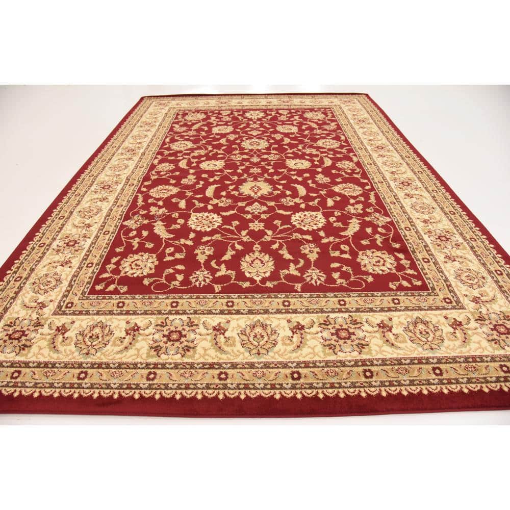 Elegant Aditi 4' x 6' Red Synthetic Stain-Resistant Area Rug