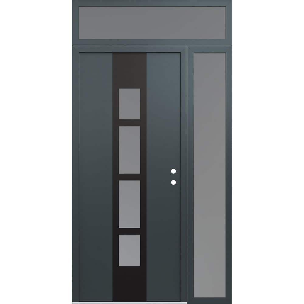 A10 48 in. x 96 in. Black P Left-Hand/Inswing Frosted Glass Anth/Anth Sidelite+Transom Steel Prehung Front Door price history on PriceWatchPro