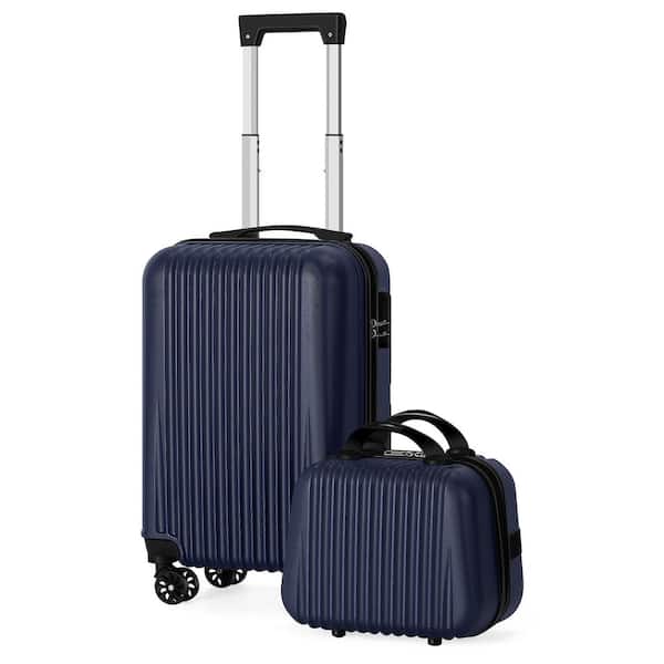 HIKOLAYAE 2-Piece Suitcase Carry On Luggage with Spinner Wheels, 14 in./20 in. Dark Blue
