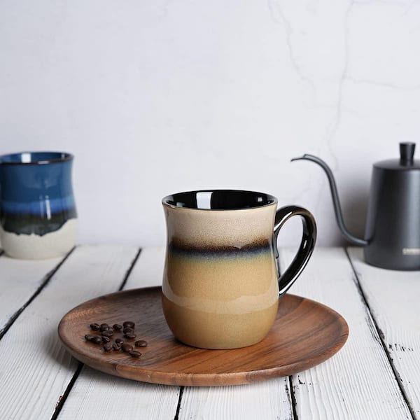 Wudkey 20 oz. Walnut Large Ceramic Coffee Mug, Big Tea Cup for Office and Home, Dishwasher and Microwave Safe