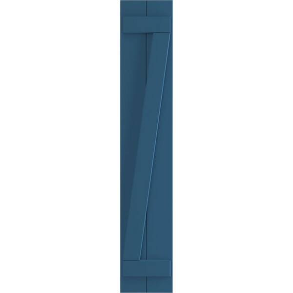 Ekena Millwork 10-3/4 in. x 54 in. True Fit PVC 2-Board Joined Board and Batten Shutters with Z-Bar, Sojourn Blue (Per Pair)