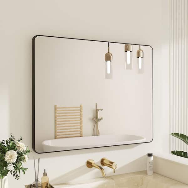 QuivaraView 40 in. W x 32 in. H Rectangular Modern Aluminum Micro-arc Framed bathroom Vanity Wall Mounted Mirror