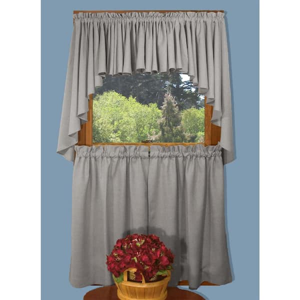RICARDO Grey Solid Rod Pocket Room Darkening Curtain - 57 in. W x 36 in. L (Set of 2)