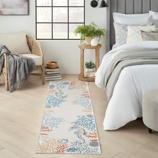 Pompeii Ivory Multicolor 2 ft. x 6 ft. Nature-Inspired Contemporary Runner Area Rug
