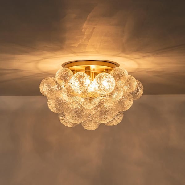 Y'INSP 25.98 in. 4-Light Brushed Gold Industrial Semi-Flush